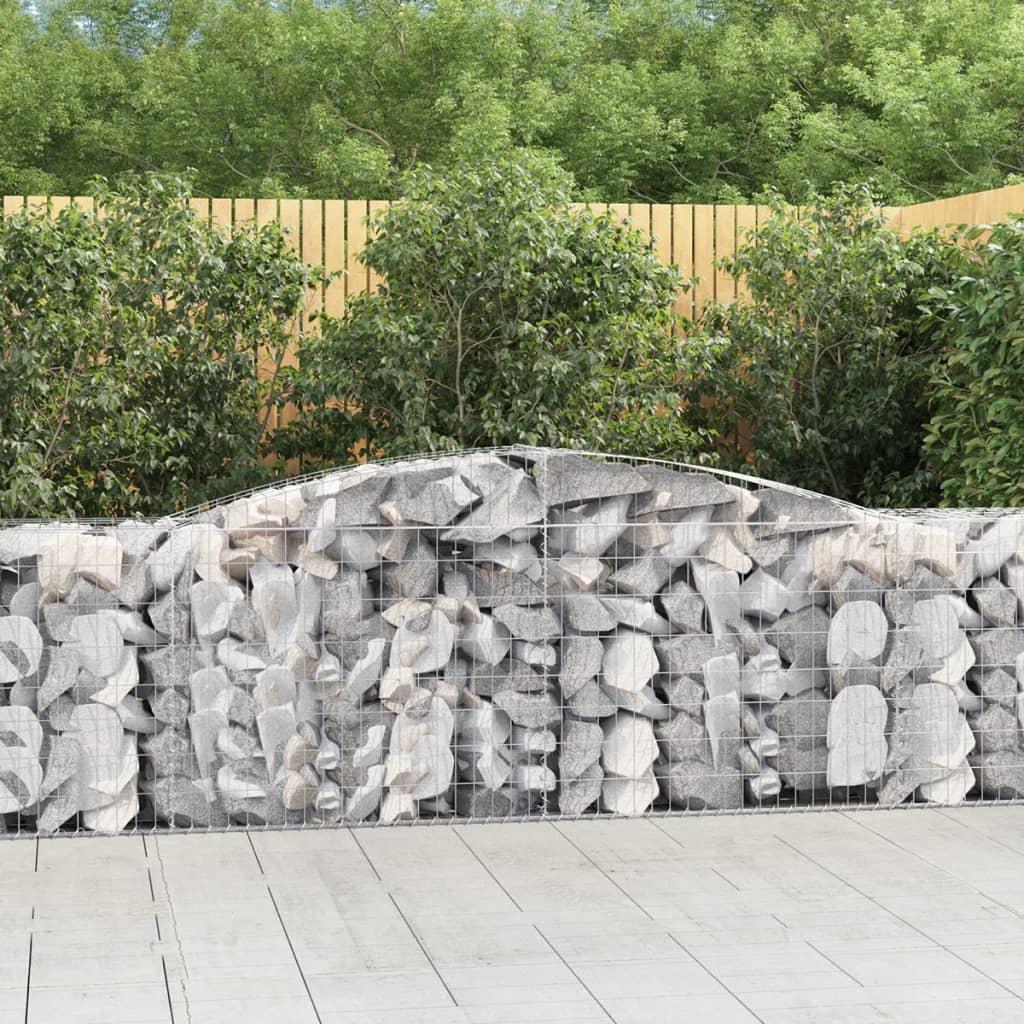 VidaXL Gabions 3 pcs courbé 400x50x80 100 cm fer galvanisé