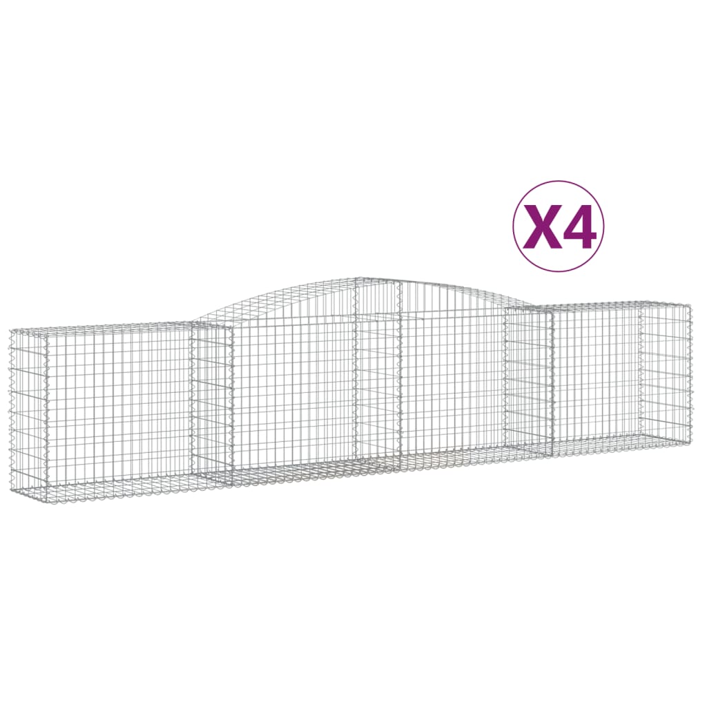 VidaXL Gabions 4 pcs courbé 400x50x80 100 cm fer galvanisé