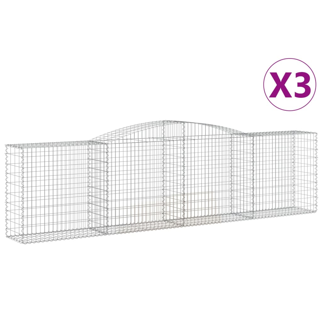 VidaXL Gabions 3 pcs courbé 400x50x100 120 cm fer