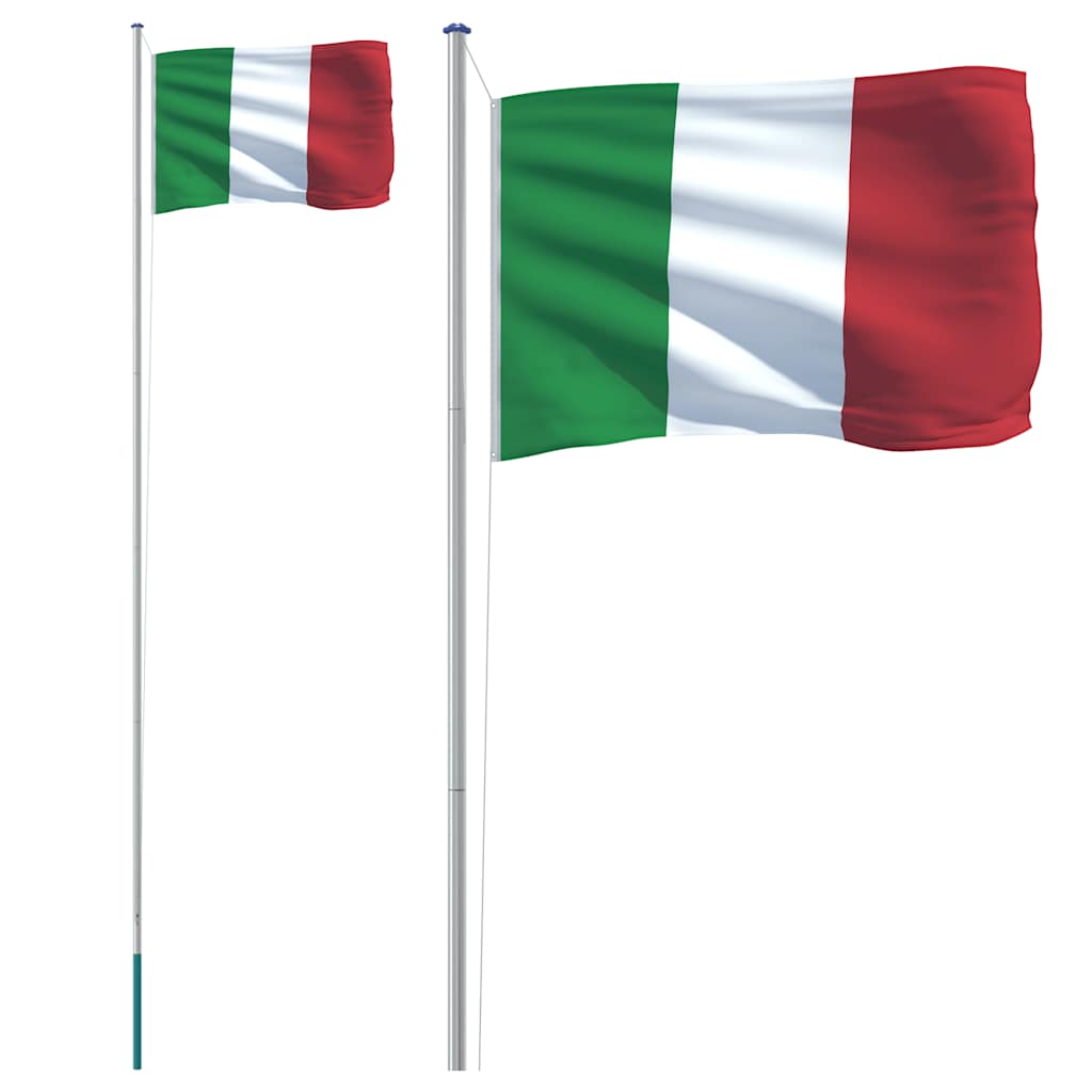 VidaXL Drapeau avec mât Italie 6,23 m aluminium