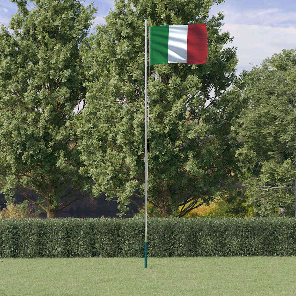 VidaXL Drapeau avec mât Italie 6,23 m aluminium
