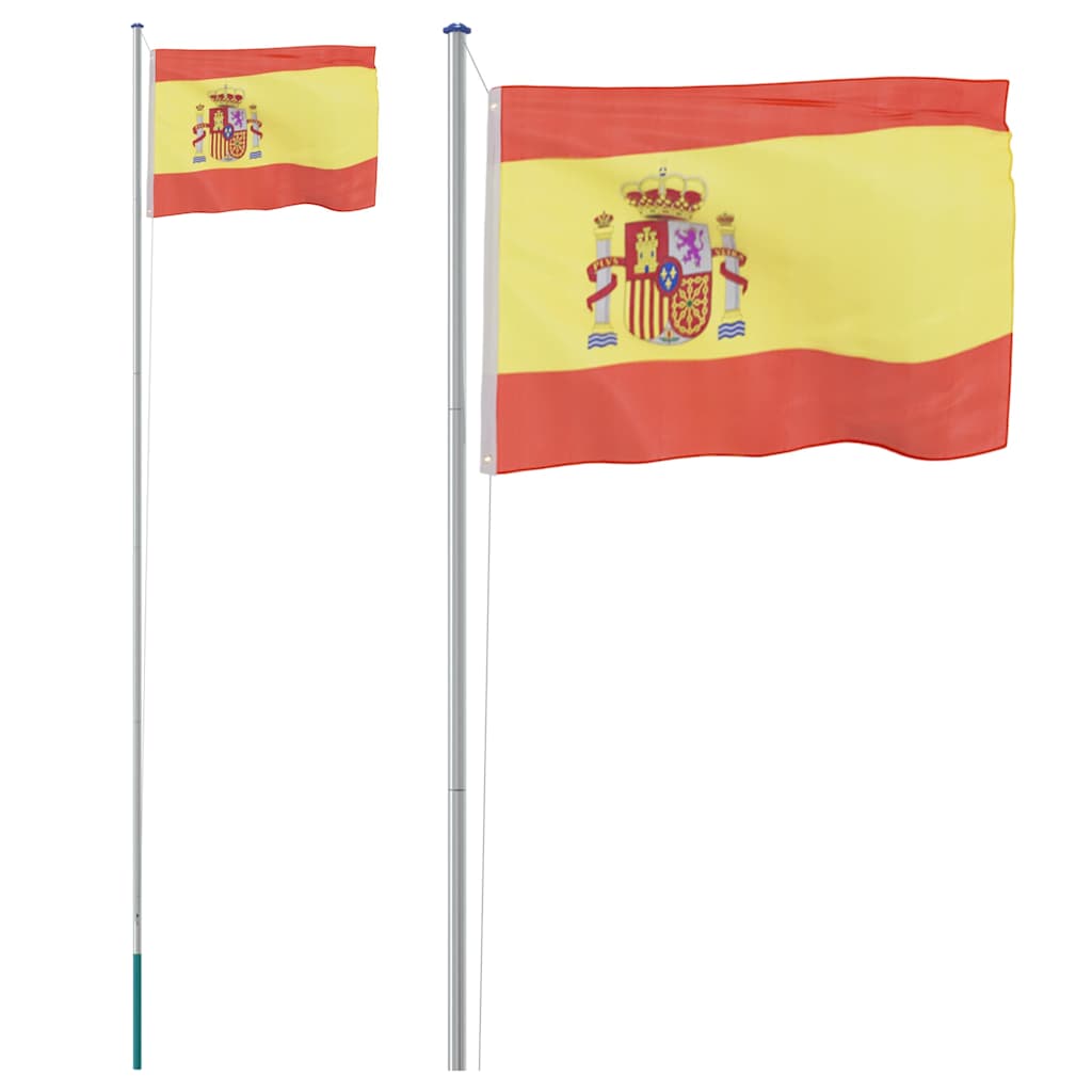 VidaXL Drapeau avec mât Espagne 6,23 m aluminium