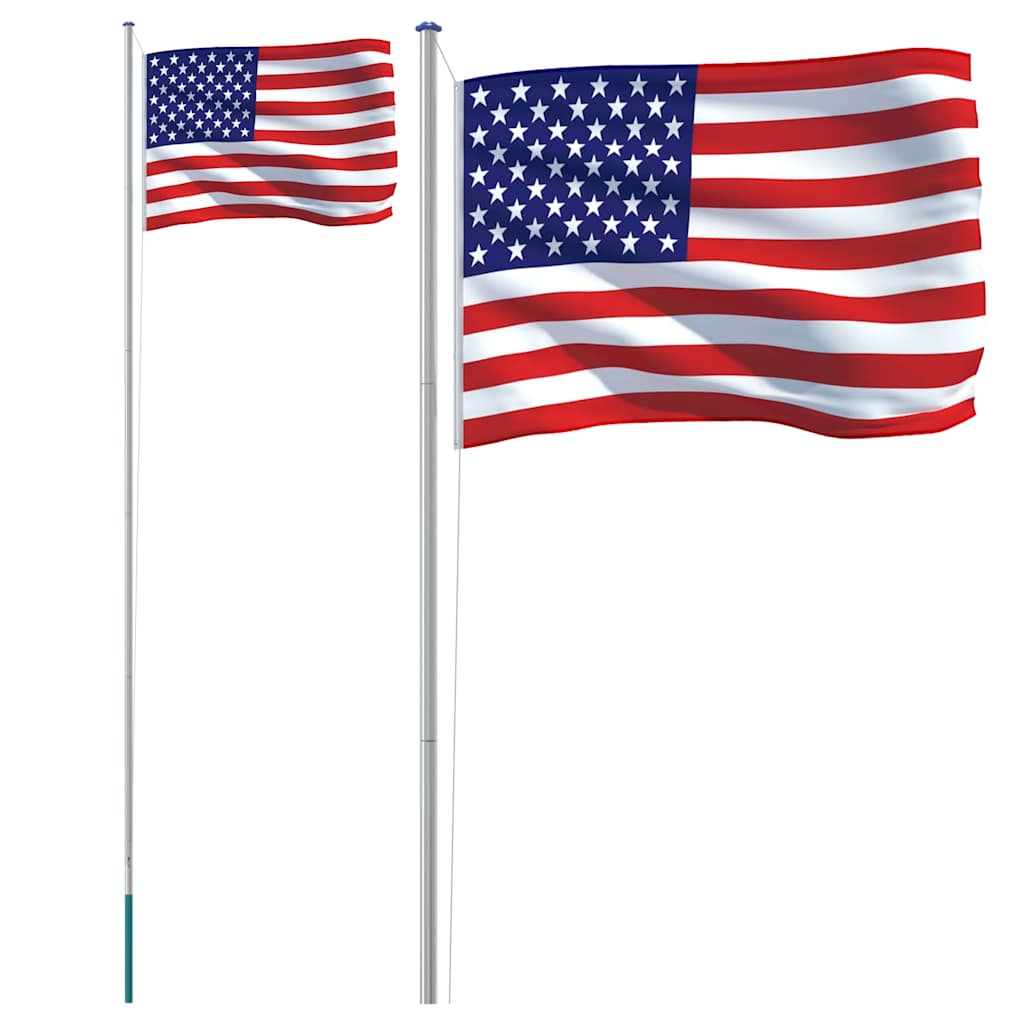VidaXL Drapeau avec mât États-Unis 6,23 m aluminium