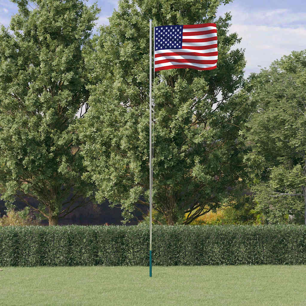 VidaXL Drapeau avec mât États-Unis 6,23 m aluminium