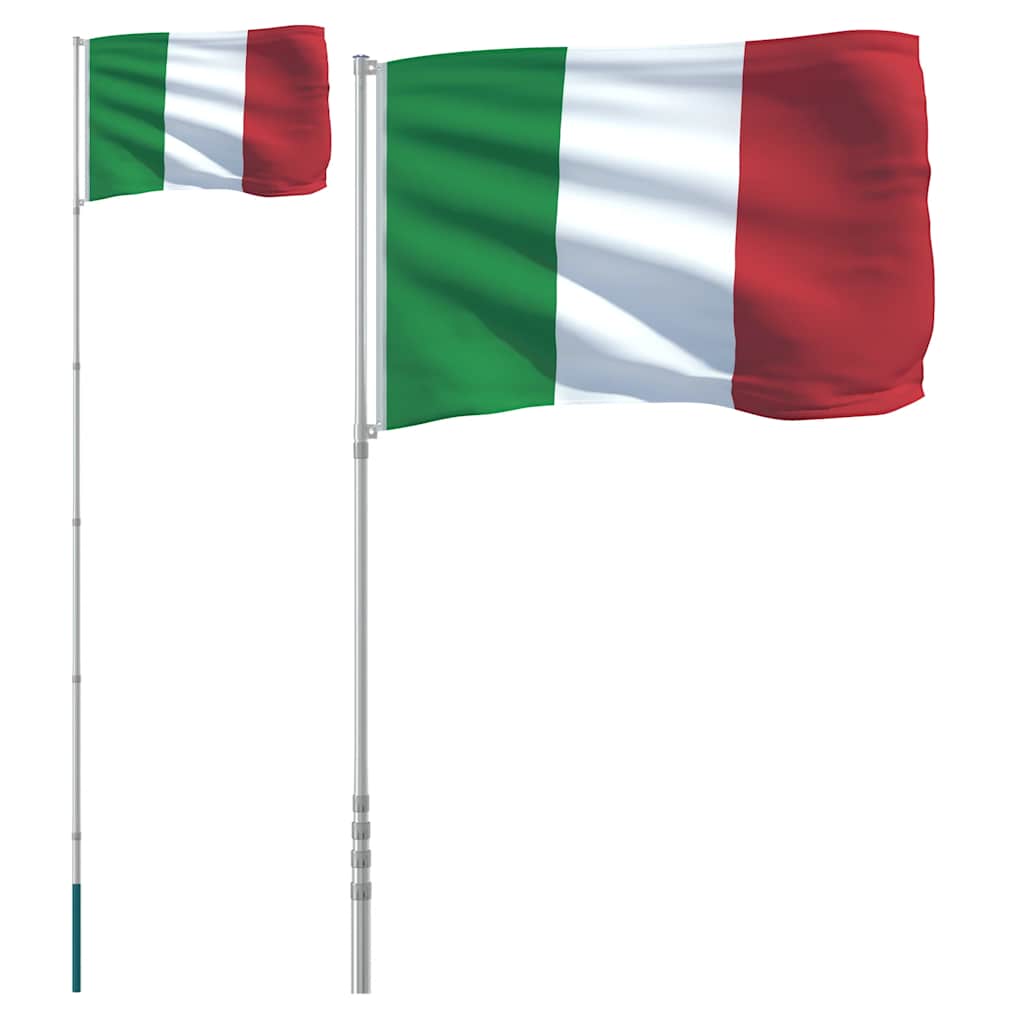 VidaXL Drapeau avec mât Italie 5,55 m aluminium