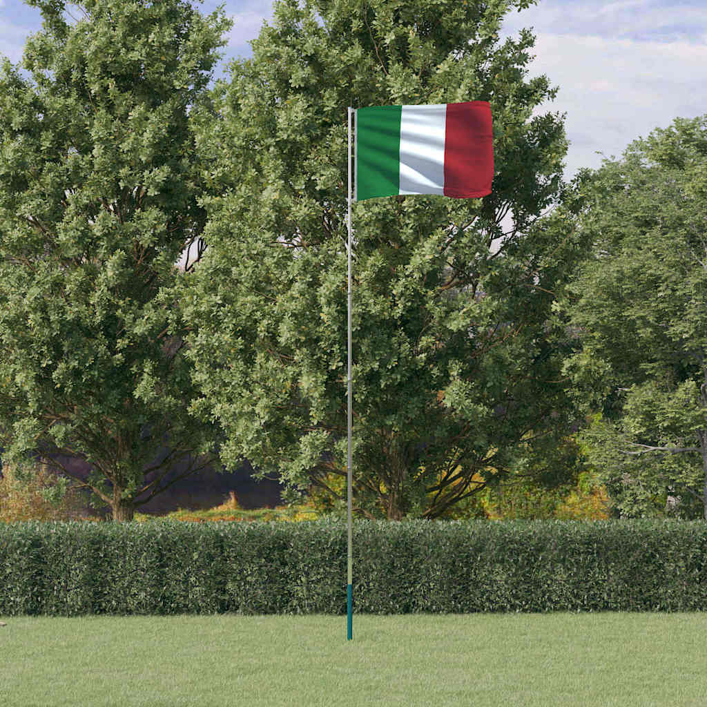 VidaXL Drapeau avec mât Italie 5,55 m aluminium