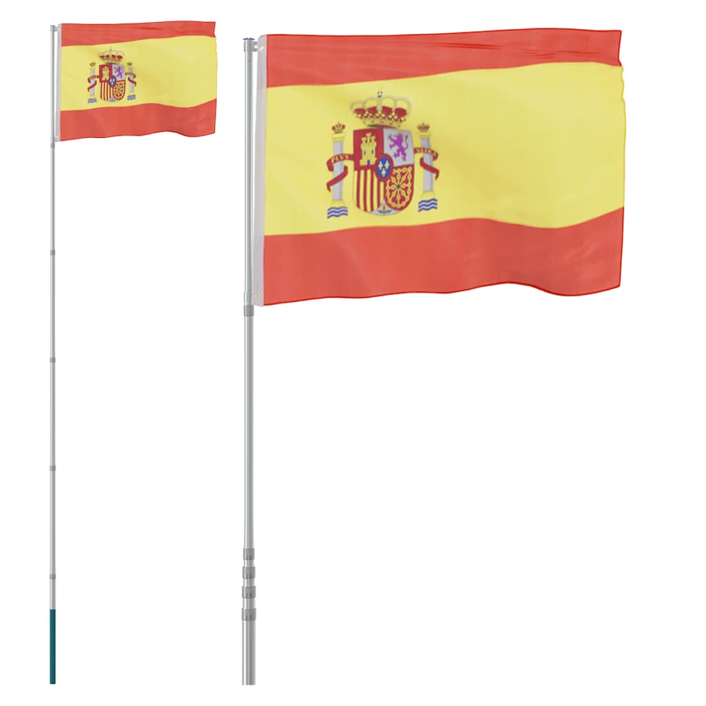 VidaXL Drapeau avec mât Espagne 5,55 m aluminium