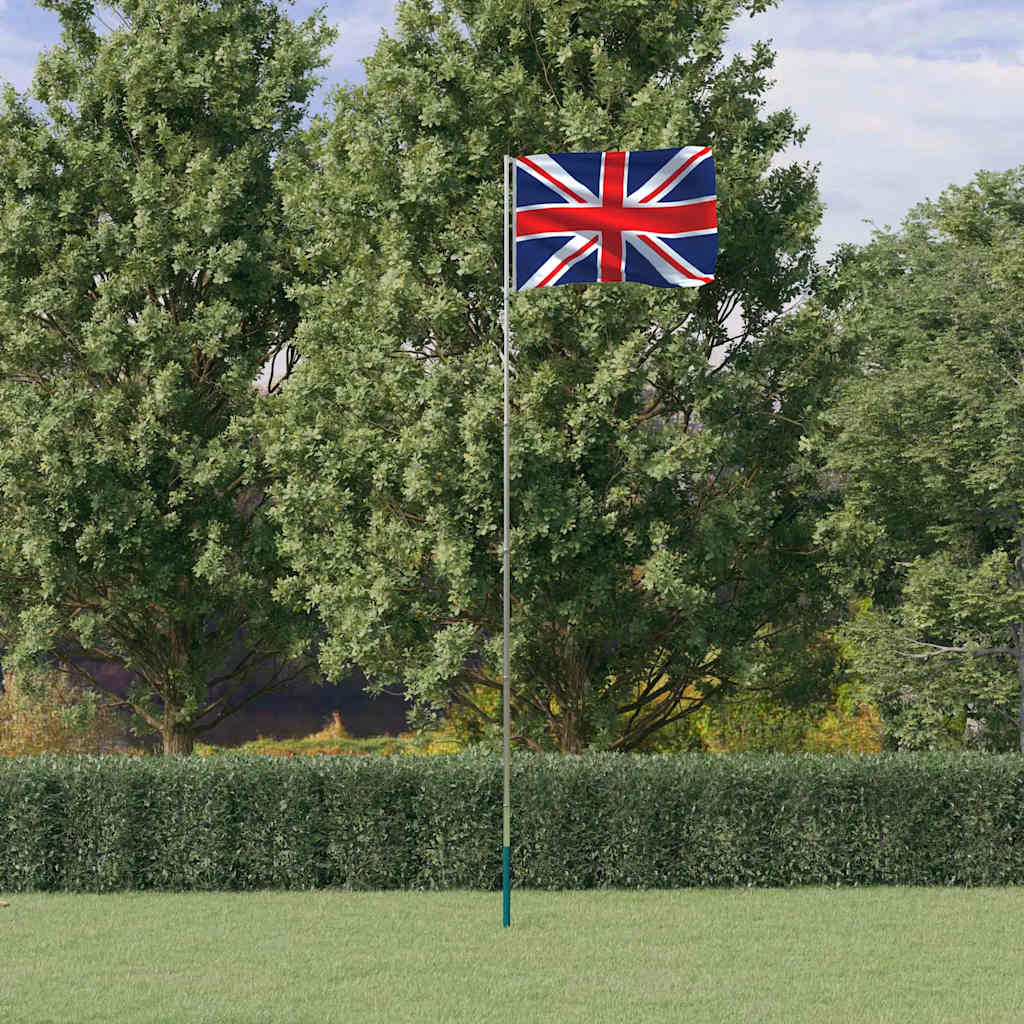 VidaXL Drapeau avec mât Royaume-Uni 5,55 m aluminium