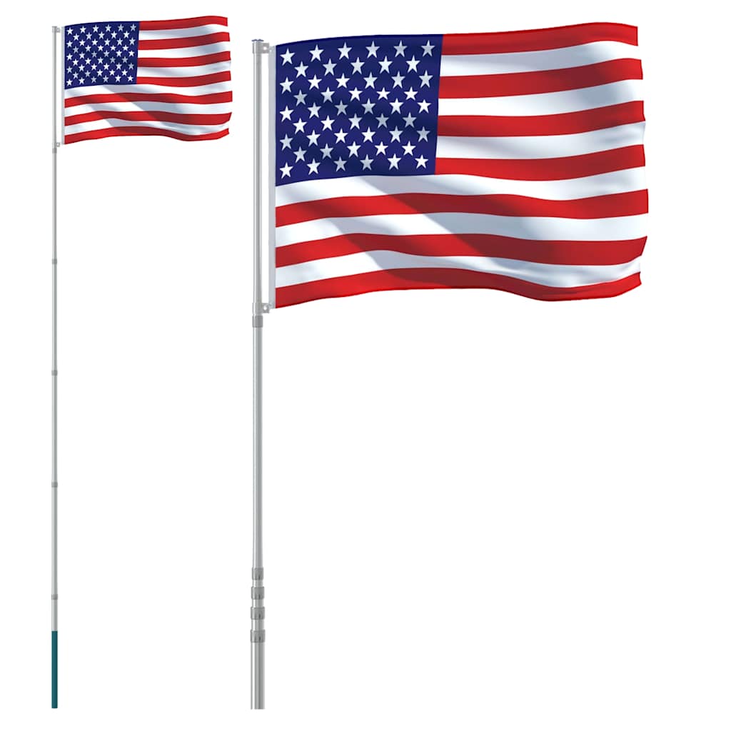VidaXL Drapeau avec mât États-Unis 5,55 m aluminium