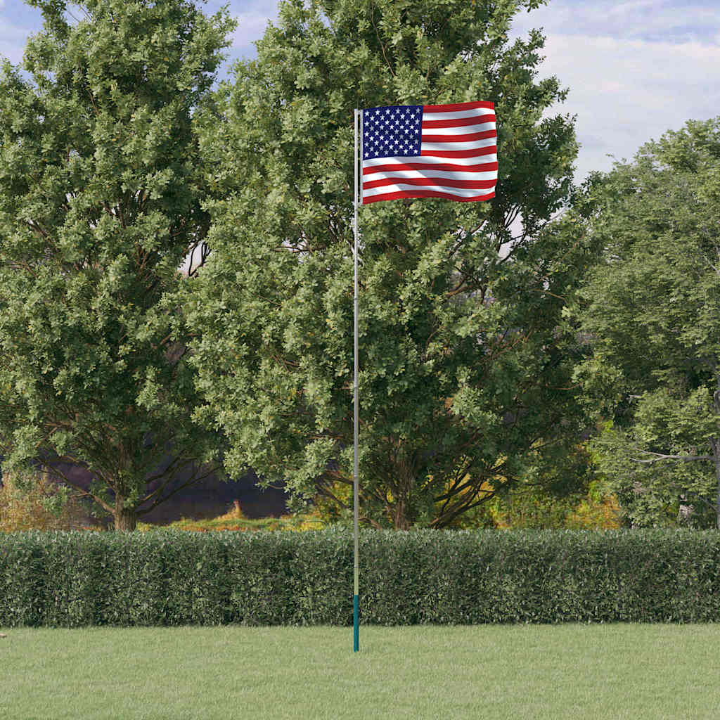 VidaXL Drapeau avec mât États-Unis 5,55 m aluminium