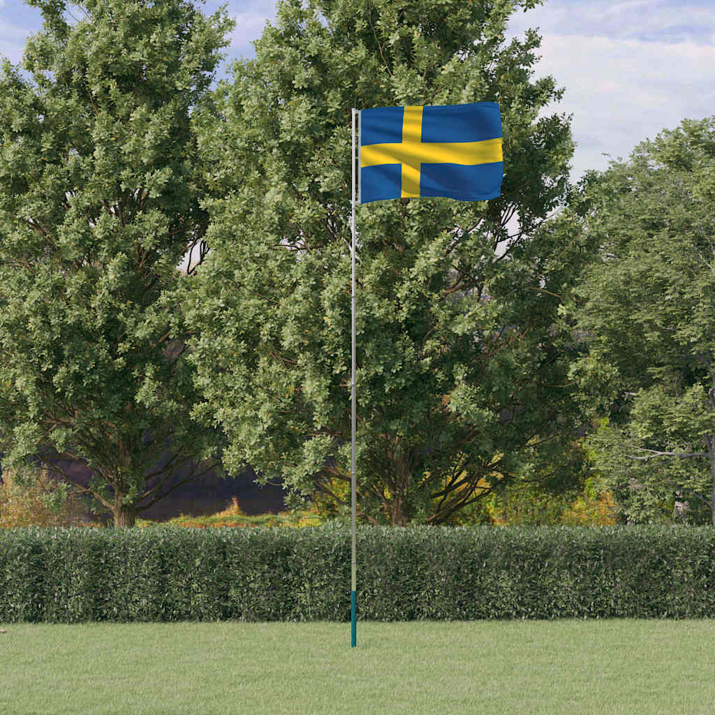 VidaXL Drapeau avec mât Suède 5,55 m aluminium
