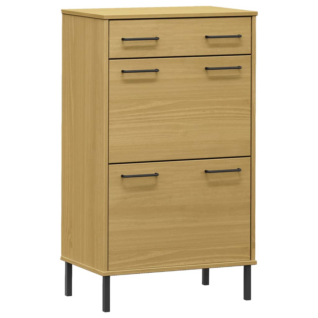 VidaXL Armoire à chaussures avec pieds en métal OSLO bois de pin massif marron