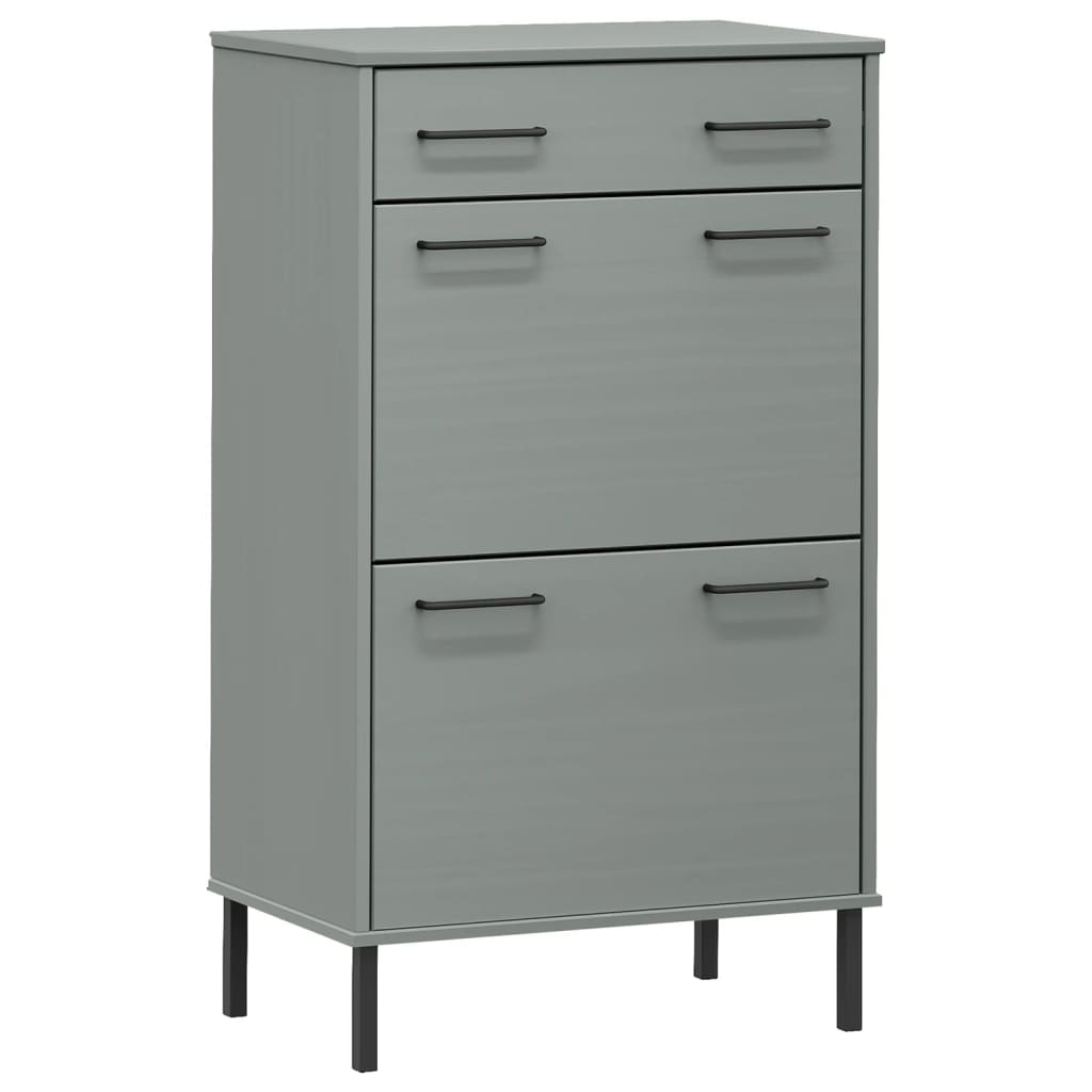 Vidaxl armoire à chaussures avec pieds en métal Oslo bois de pin massif gris