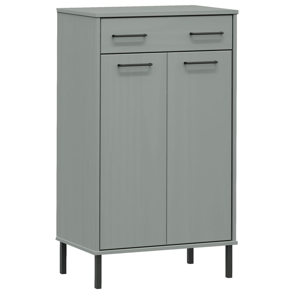 Vidaxl armoire à chaussures avec pieds en métal Oslo bois de pin massif gris