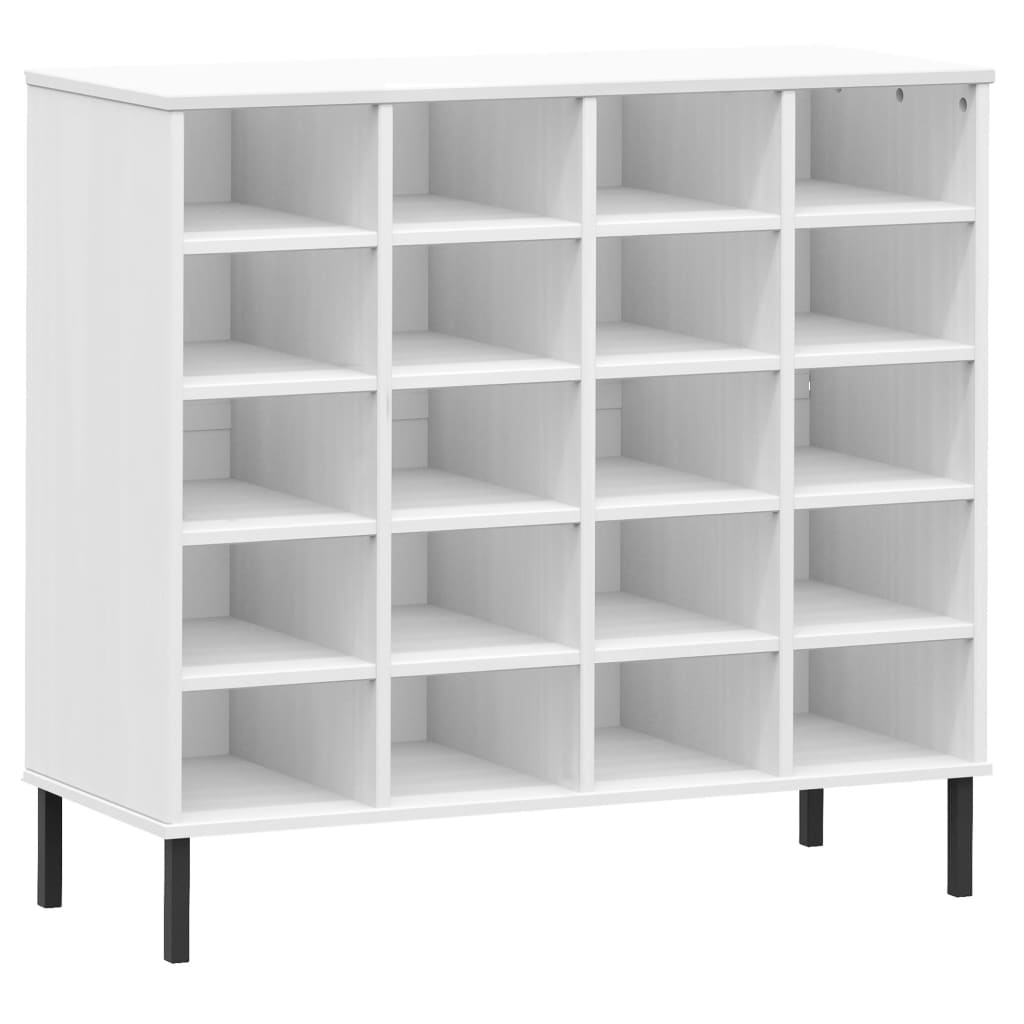 VidaXL étagère à chaussures avec pieds en métal Oslo 95x35x86 cm bois de pin blanc