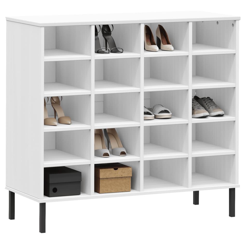 VidaXL étagère à chaussures avec pieds en métal Oslo 95x35x86 cm bois de pin blanc