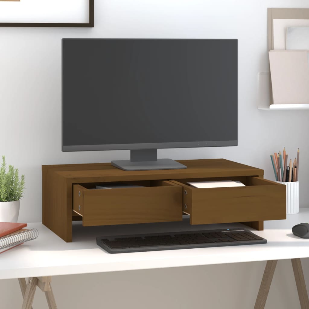 Vidaxxl support pour écran 50x27x15 cm pin massif marron miel