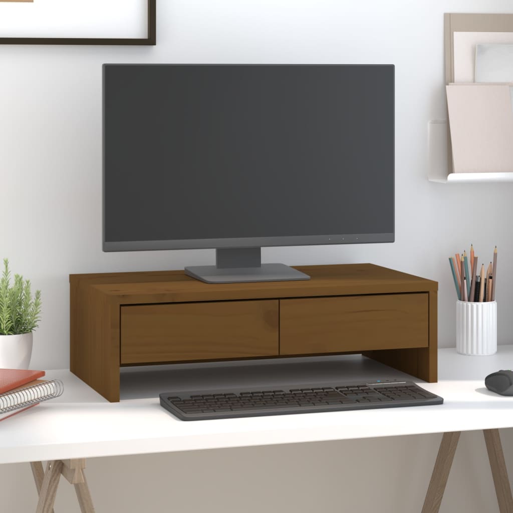 Vidaxxl support pour écran 50x27x15 cm pin massif marron miel