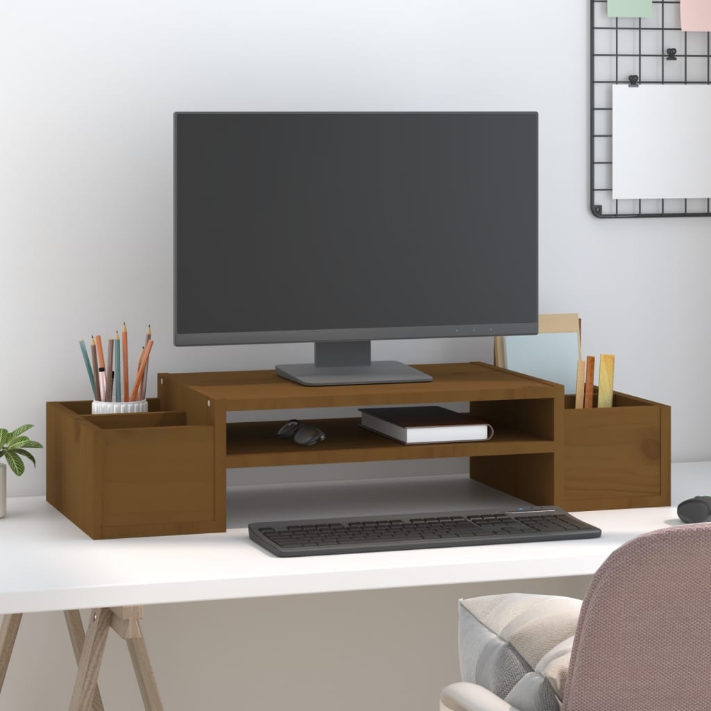 Vidaxx support pour moniteur 70x27,5x15 cm bois de pin massif marron miel