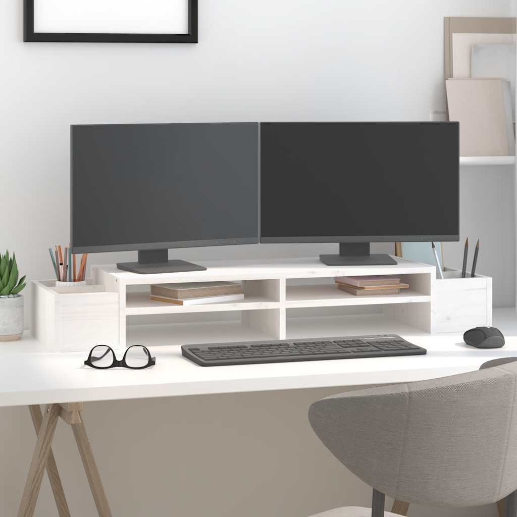 Vidaxx support pour moniteur 100x27,5x15 cm bois de pin massif blanc