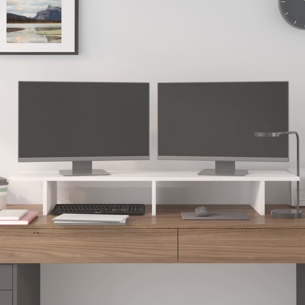 Vidaxx support pour moniteur 100x27x15 cm bois de pin massif blanc