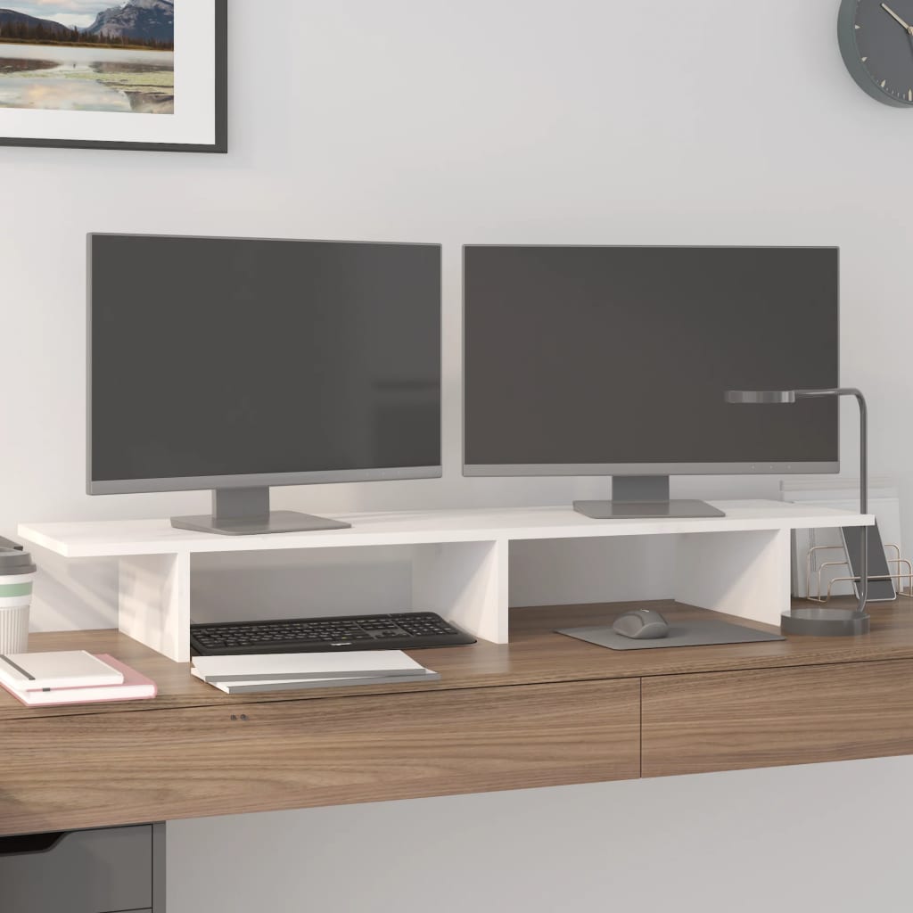 Vidaxx support pour moniteur 100x27x15 cm bois de pin massif blanc