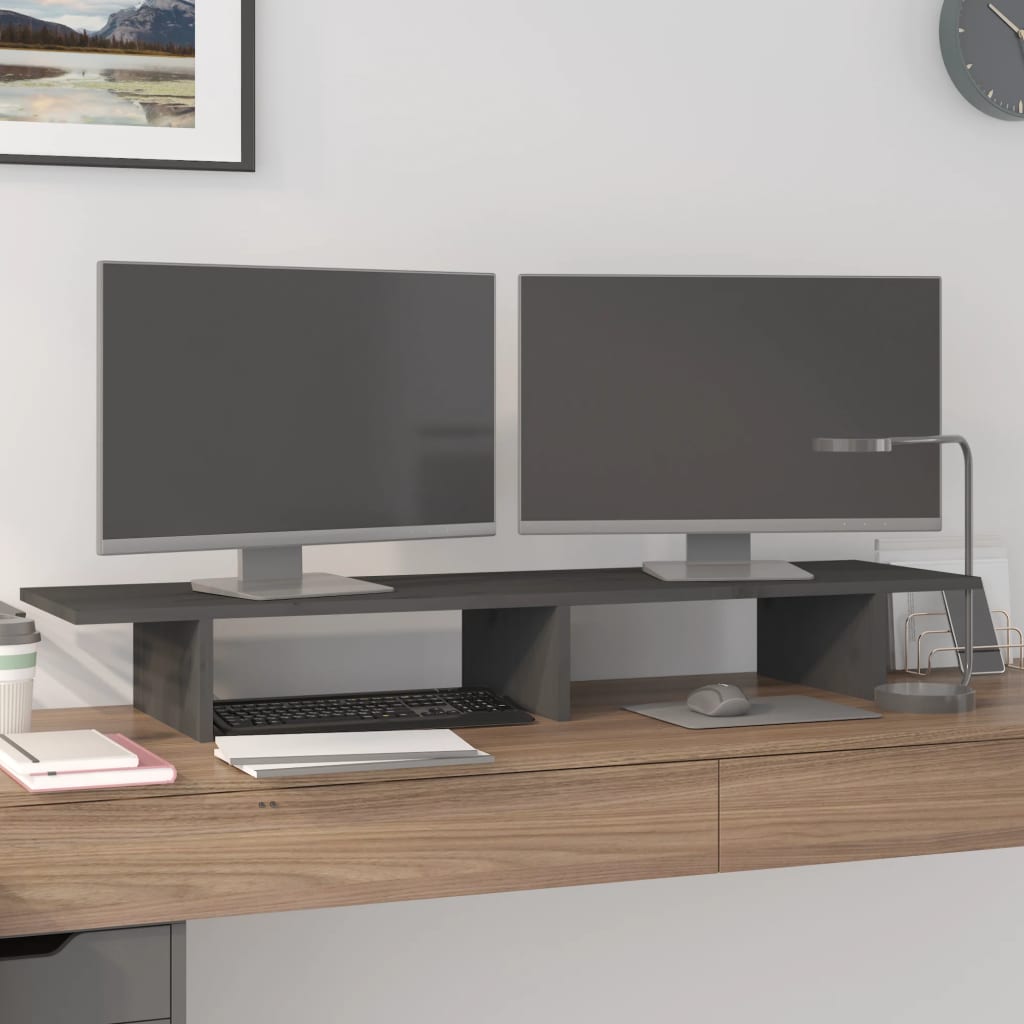 Vidaxx support pour moniteur 100x27x15 cm bois de pin massif gris