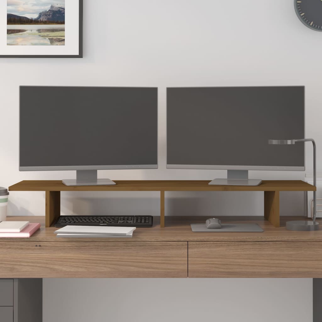Vidaxxl support pour écran 100x27x15 cm bois de pin massif marron miel