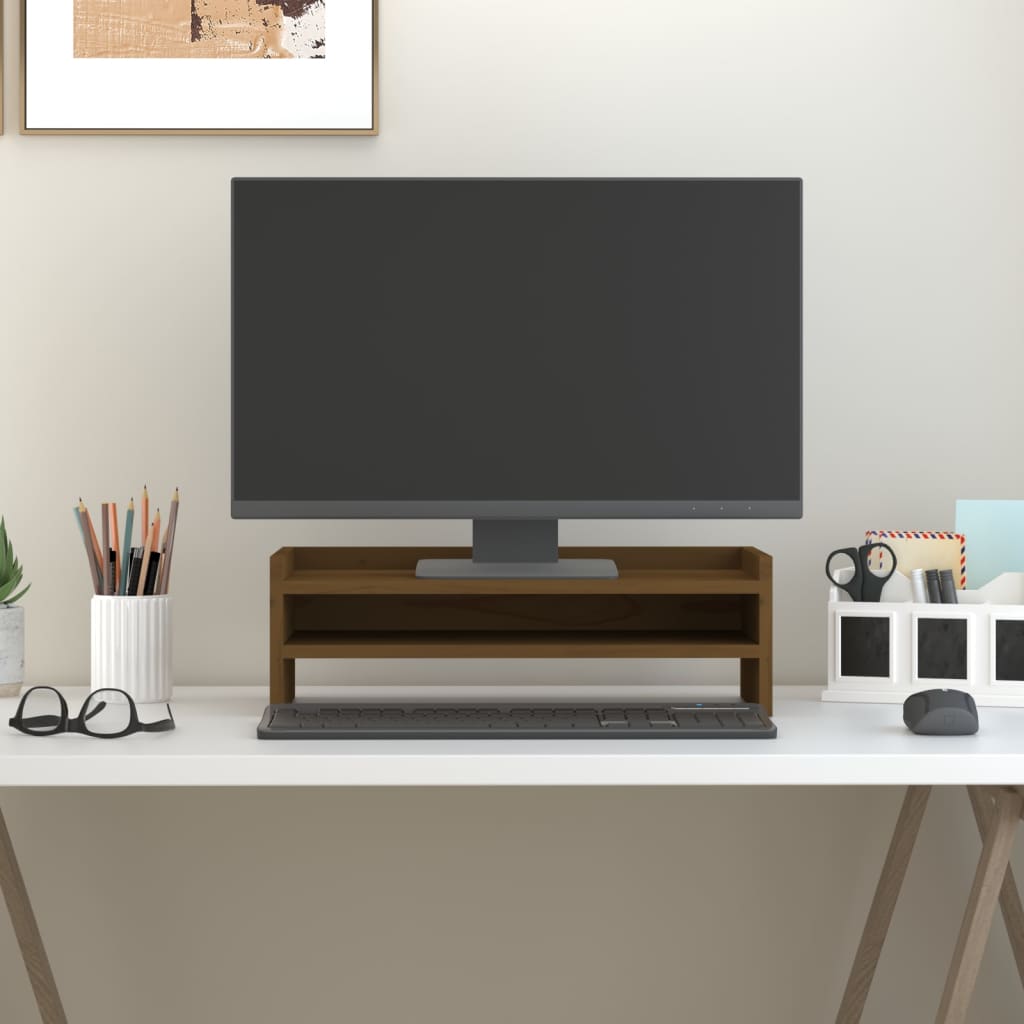 Vidaxx support pour moniteur 50x24x16 cm bois de pin massif marron miel