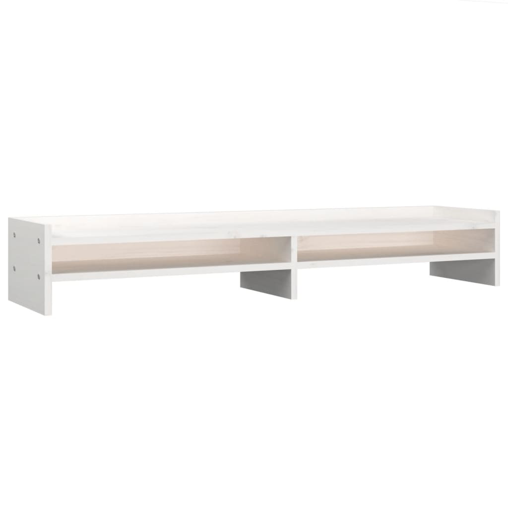 VidaXL support pour moniteur 100x24x16 cm bois de pin massif blanc
