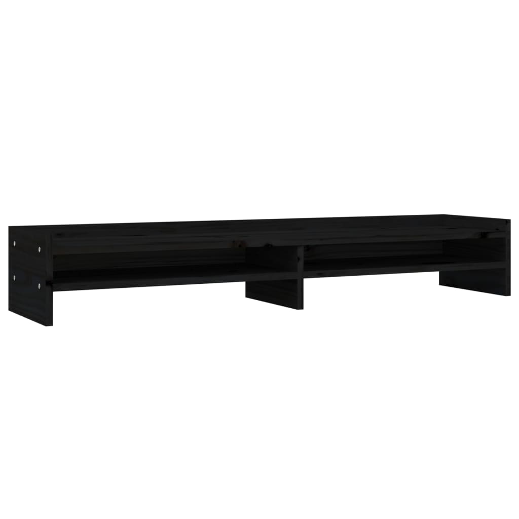 VidaXL support pour moniteur 100x24x16 cm bois de pin massif noir