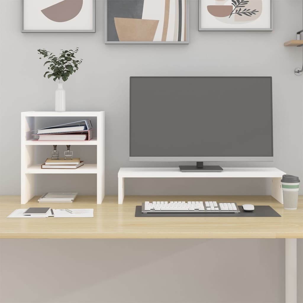 Vidaxx support pour moniteur 81x20x30 cm bois de pin massif blanc