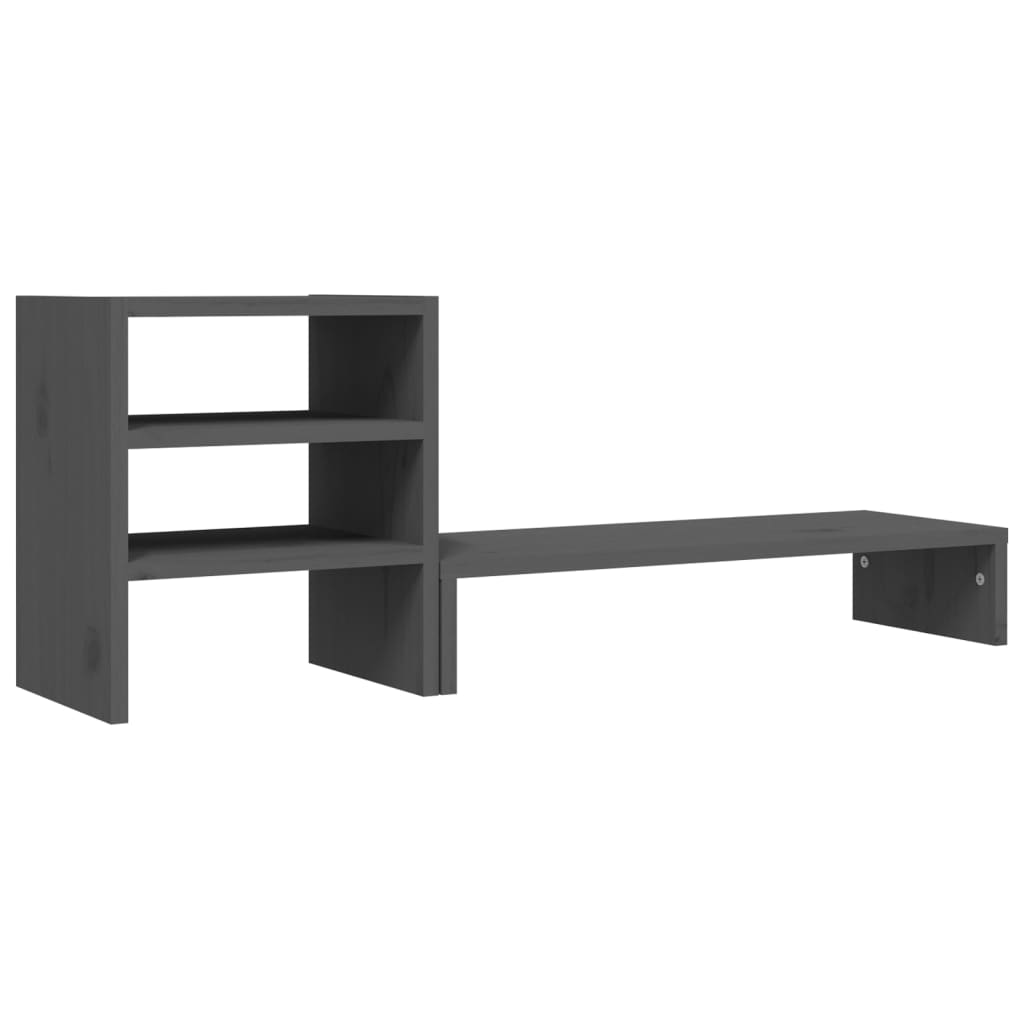 VidaXL support pour moniteur 81x20x30 cm bois de pin massif gris