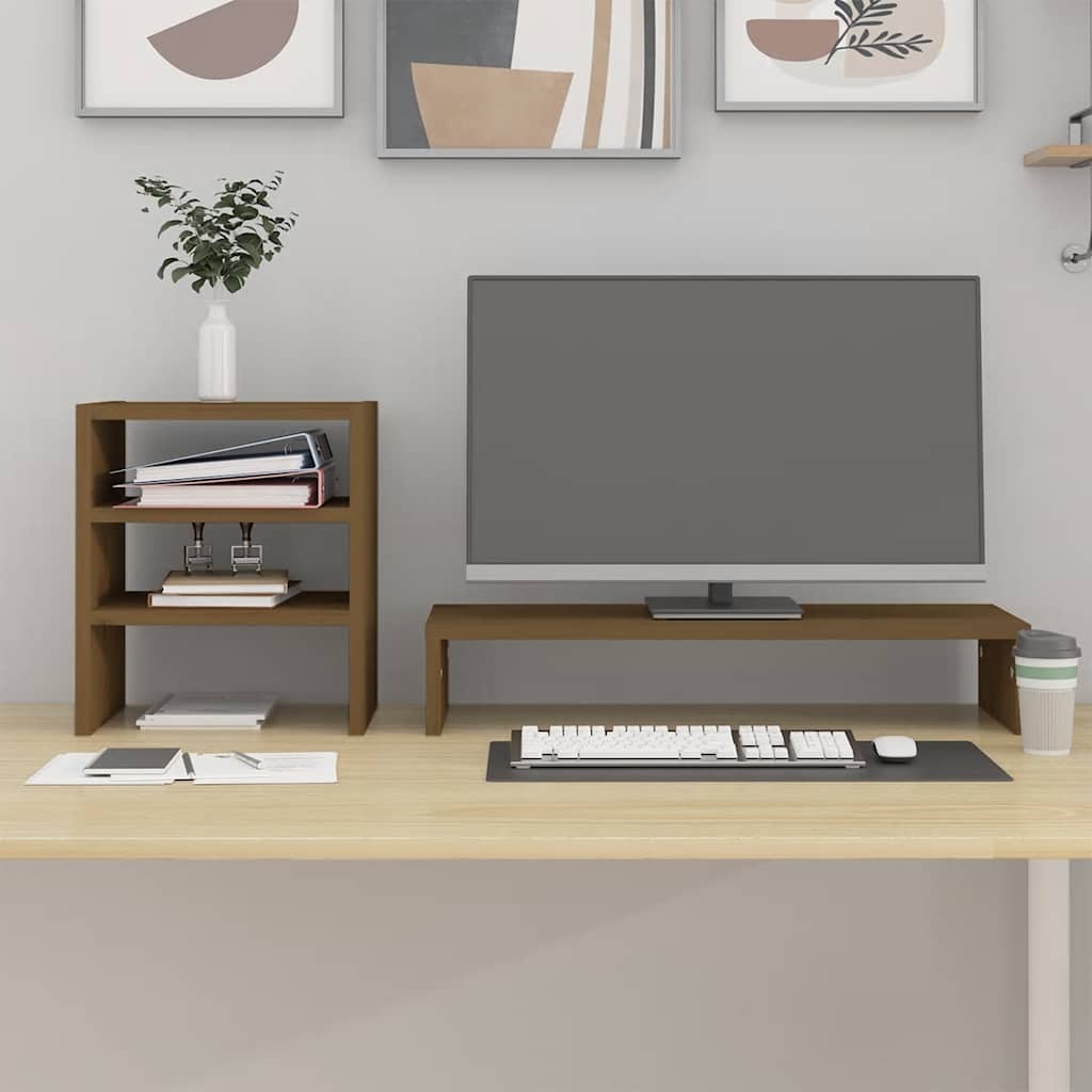 Vidaxxl support pour écran 81x20x30 cm pin massif marron miel