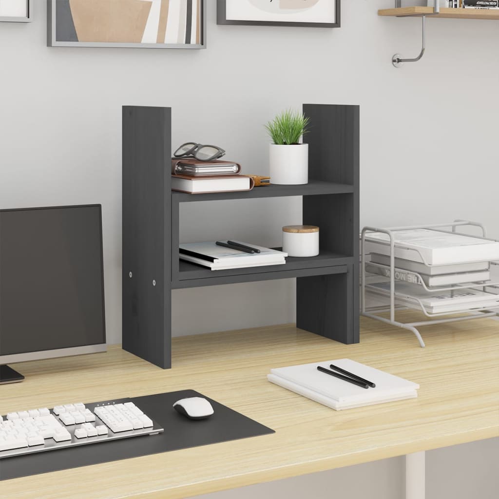 Vidaxxl support pour écran (39-72)x17x43 cm bois de pin massif gris