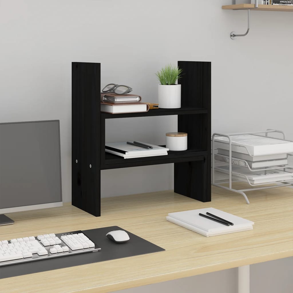 VidaXL support pour moniteur (39-72)x17x43 cm bois de pin massif noir
