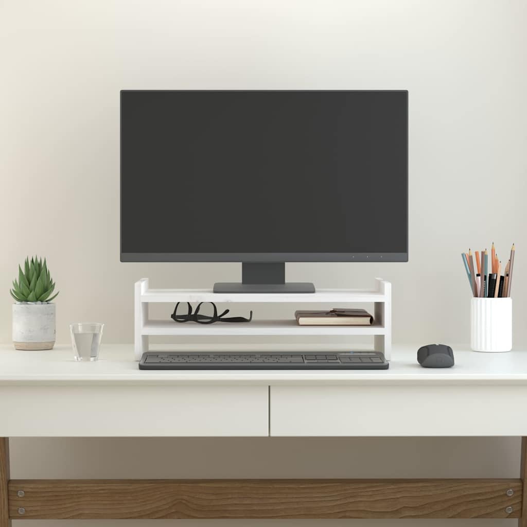 Vidaxx support pour moniteur 50x27x15 cm bois de pin massif blanc