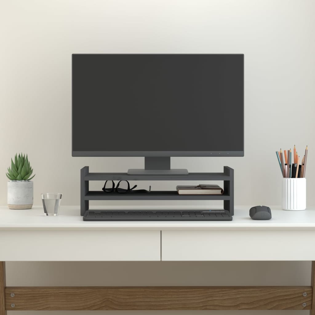 Vidaxx support pour moniteur 50x27x15 cm bois de pin massif gris