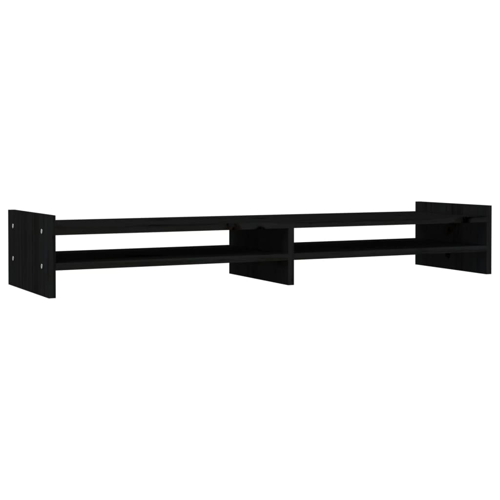 VidaXL Support pour moniteur 100x27x15 cm bois de pin massif noir