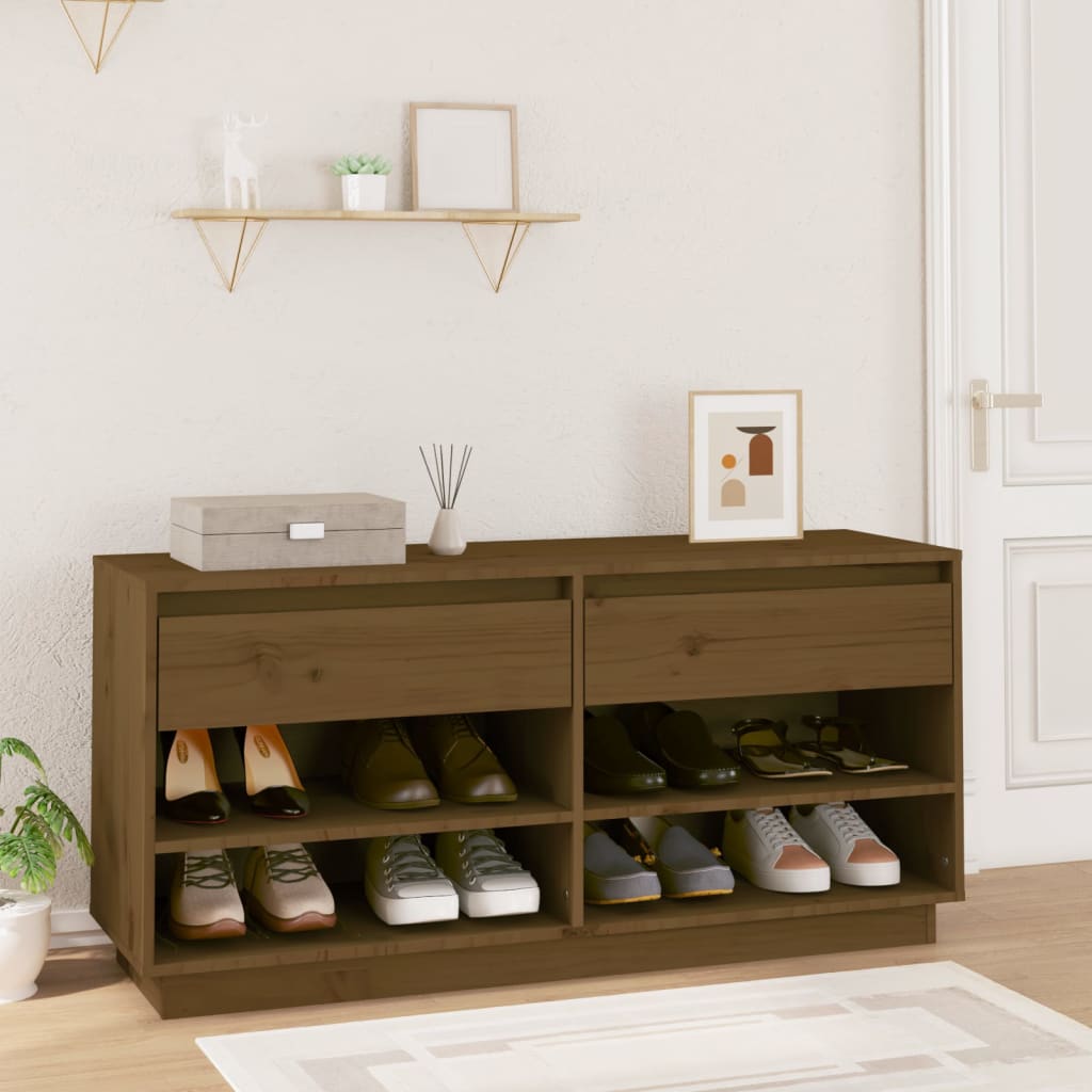 Vidaxx armoire à chaussures 110x34x52 cm bois de pin massif marron miel