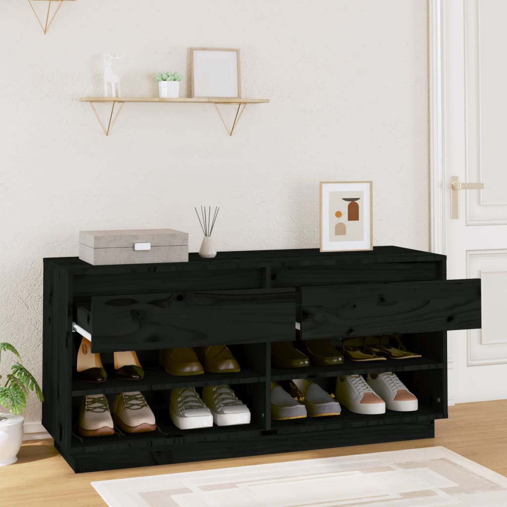 Vidaxx armoire à chaussures 110x34x52 cm bois de pin massif noir