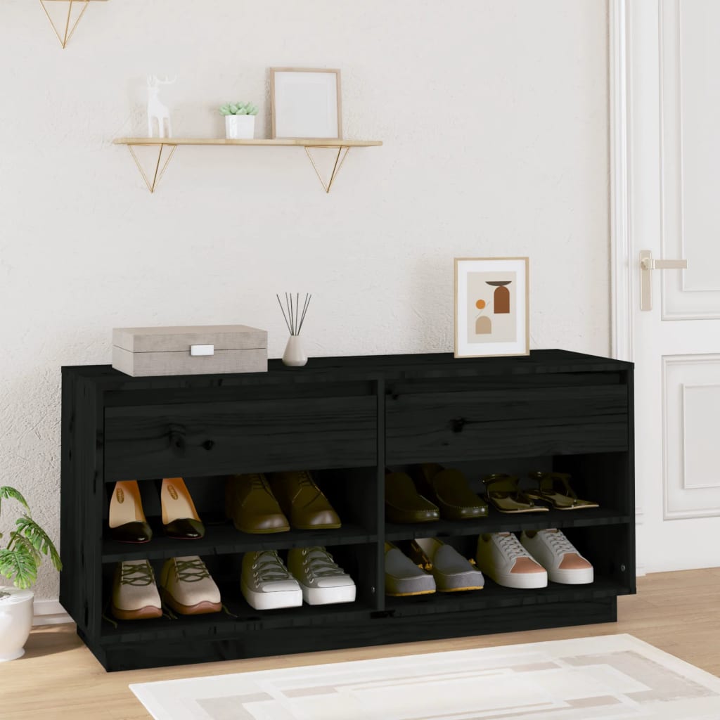Vidaxx armoire à chaussures 110x34x52 cm bois de pin massif noir