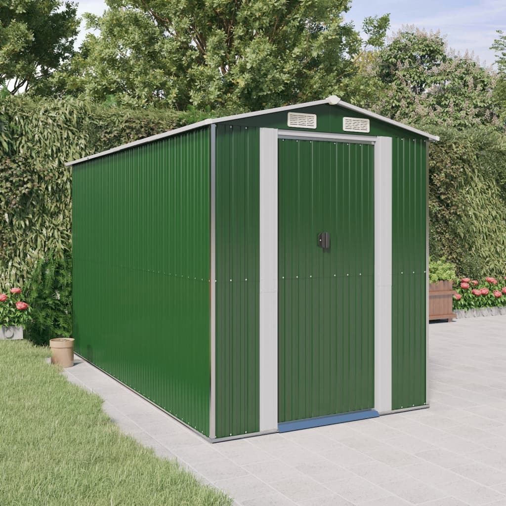 VidaXL Abri de jardin 192x357x223 cm acier galvanisé vert