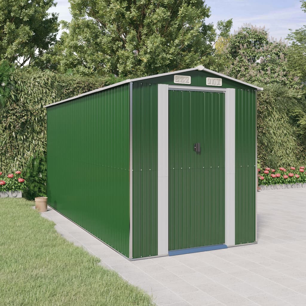 VidaXL Abri de jardin 192x440x223 cm acier galvanisé vert