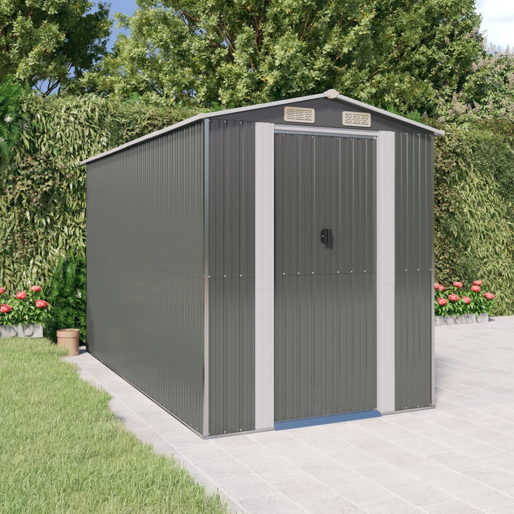 VidaXL Abri de jardin 192x357x223 cm acier galvanisé gris clair