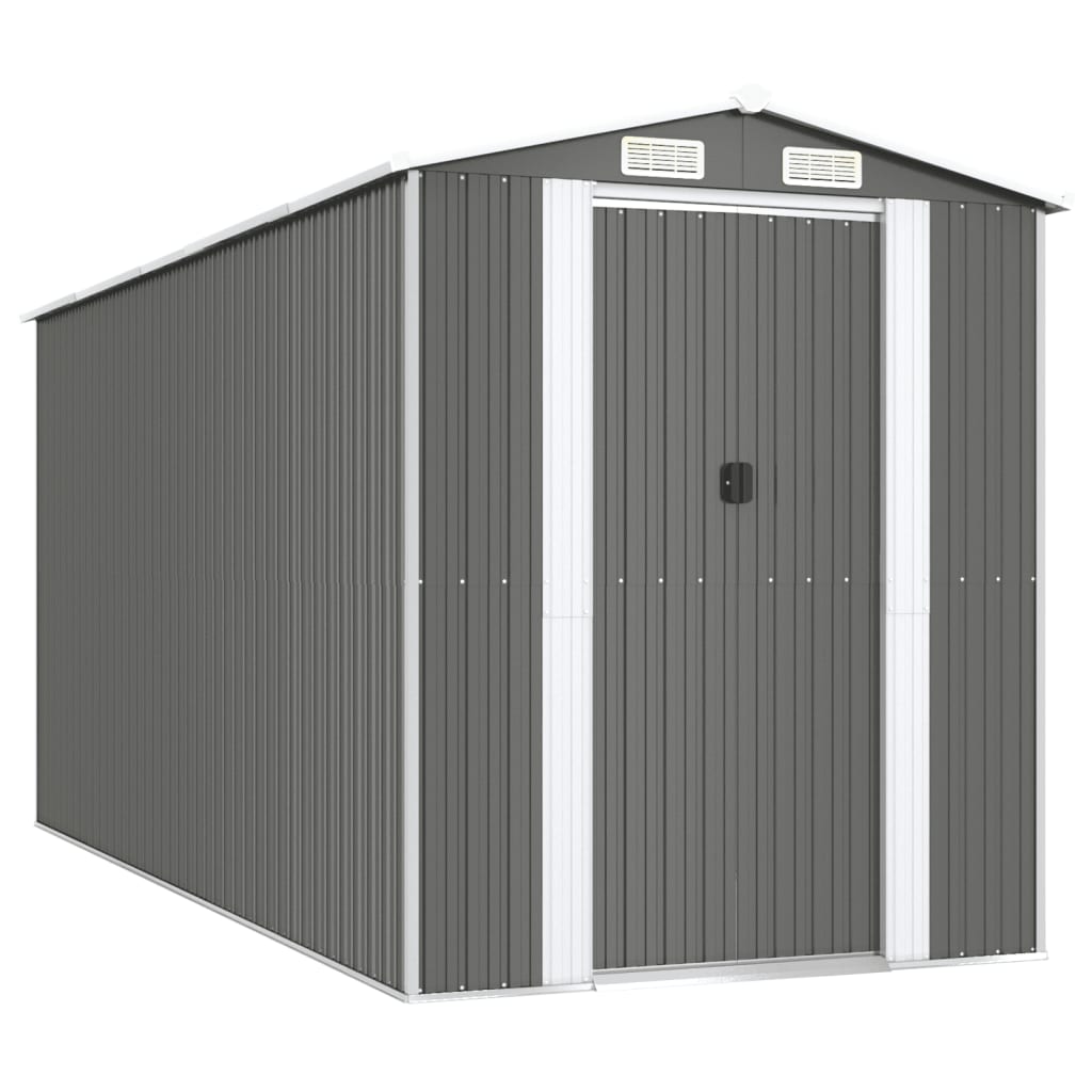 VidaXL Abri de jardin 192x440x223 cm acier galvanisé gris clair