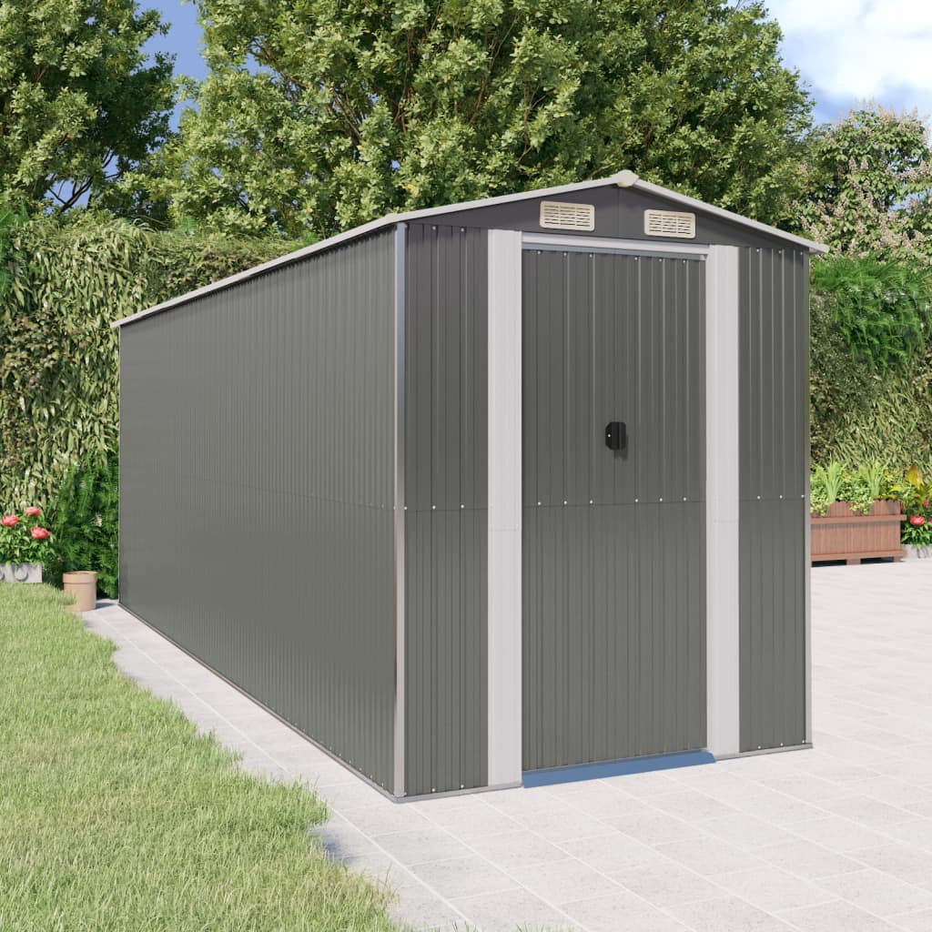 VidaXL Abri de jardin 192x523x223 cm acier galvanisé gris clair