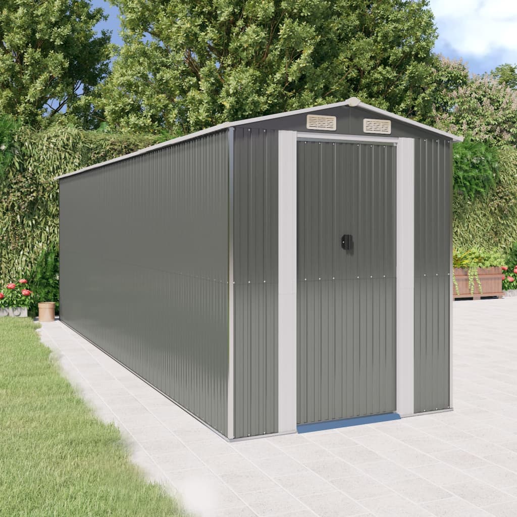 VidaXL Abri de jardin 192x606x223 cm acier galvanisé gris clair