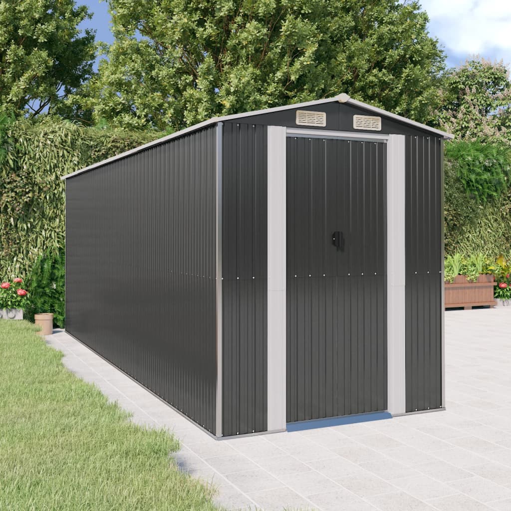 VidaXL Abri de jardin 192x523x223 cm acier galvanisé anthracite