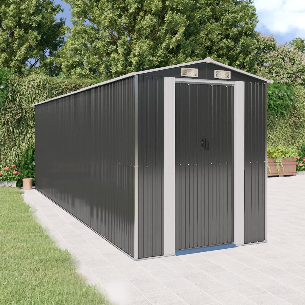 VidaXL Abri de jardin 192x606x223 cm acier galvanisé anthracite
